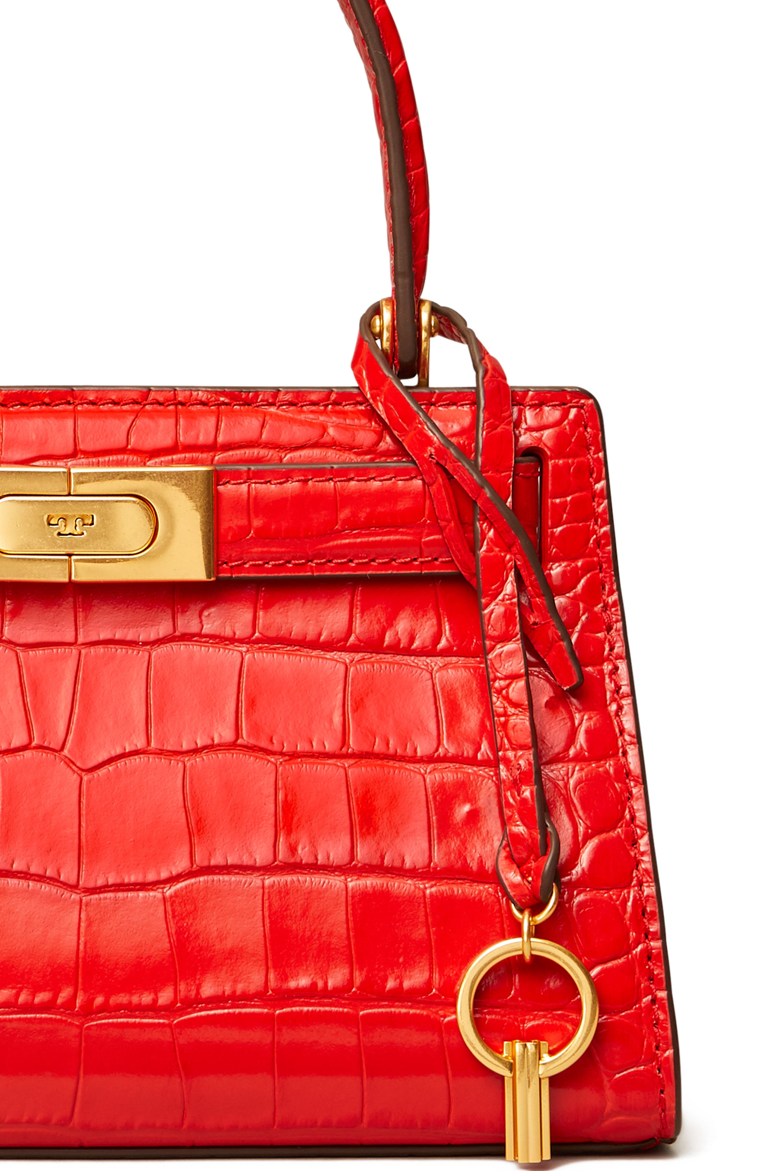 Lee Radziwill Croc Embossed Leather Tote, Alternate, color, BRILLIANT RED