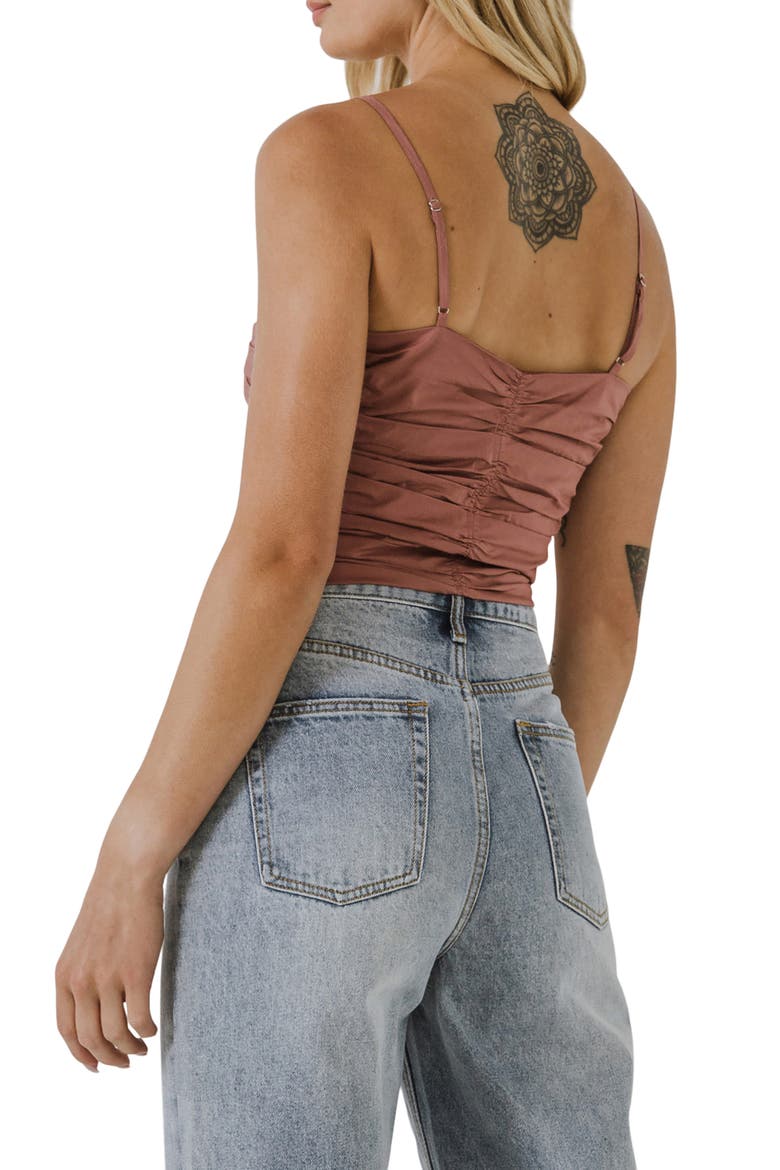 Shirred Cotton Tank Top, Alternate, color, MAUVE