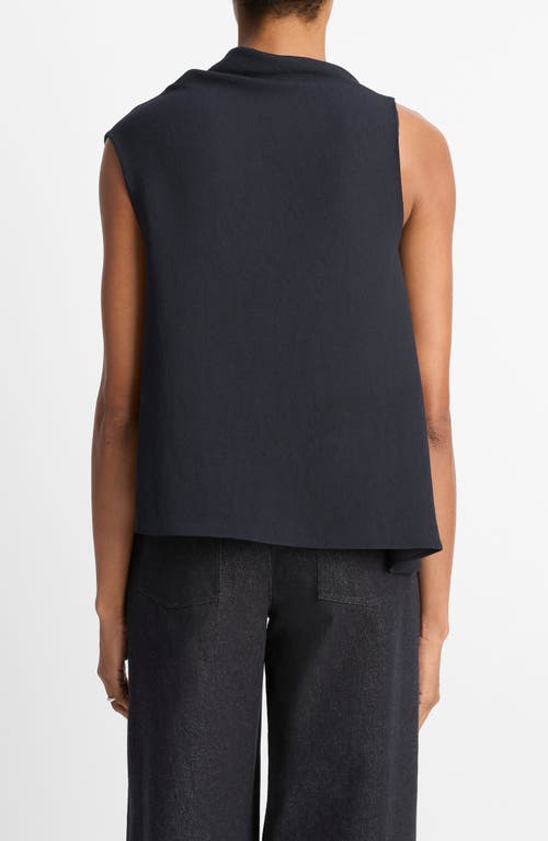 Vince Asymmetric Drape Sleeveless Top In Black