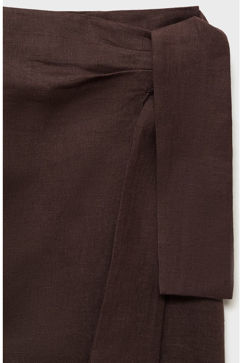 Side Tie Linen Wrap Skirt, Alternate, color, CHOCOLATE