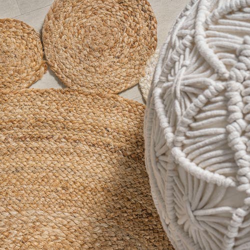 Jonathan Y Ayana Two-tone Jute Hippy Circle Round Area Rug In Natural/cream