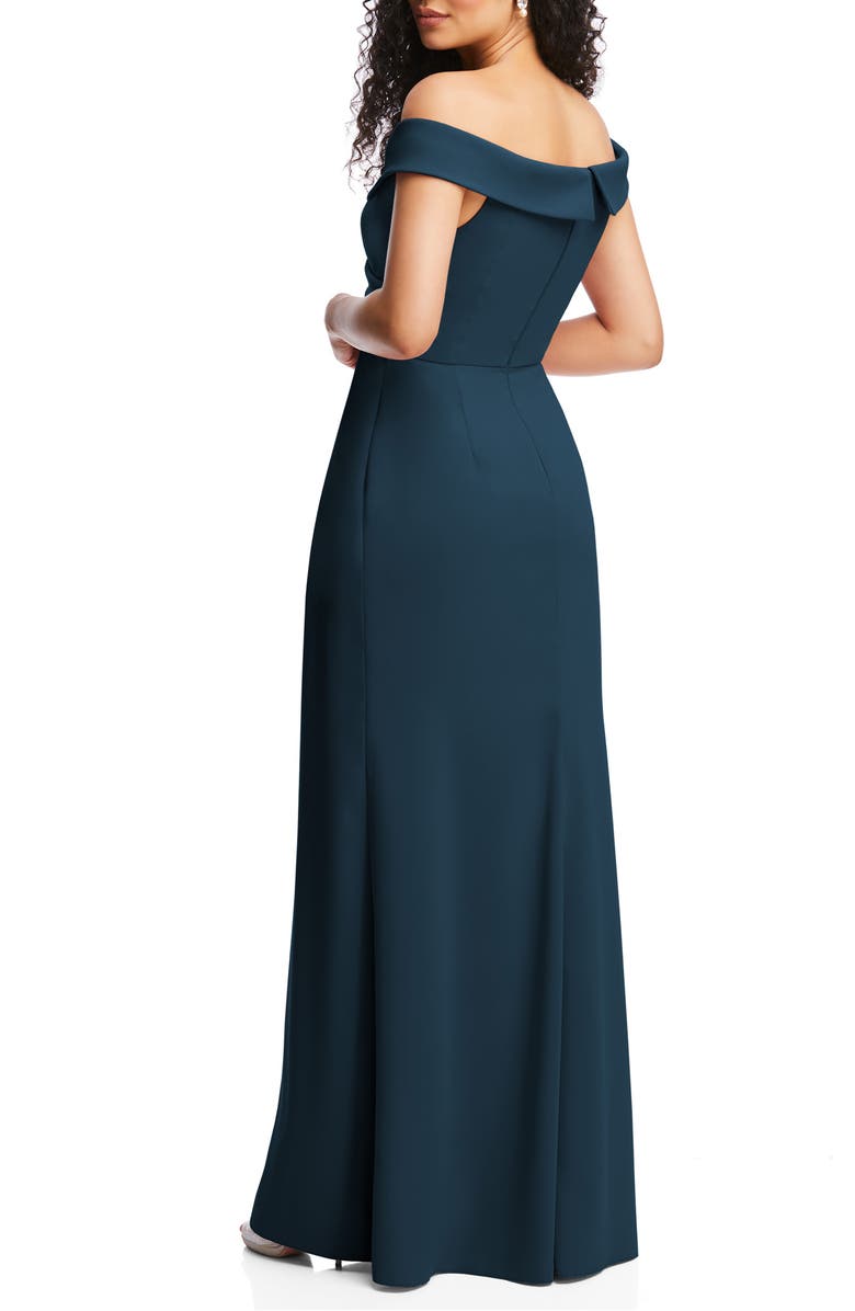 After Six Off the Shoulder Crepe Gown, Alternate, color, Atlantic Blue