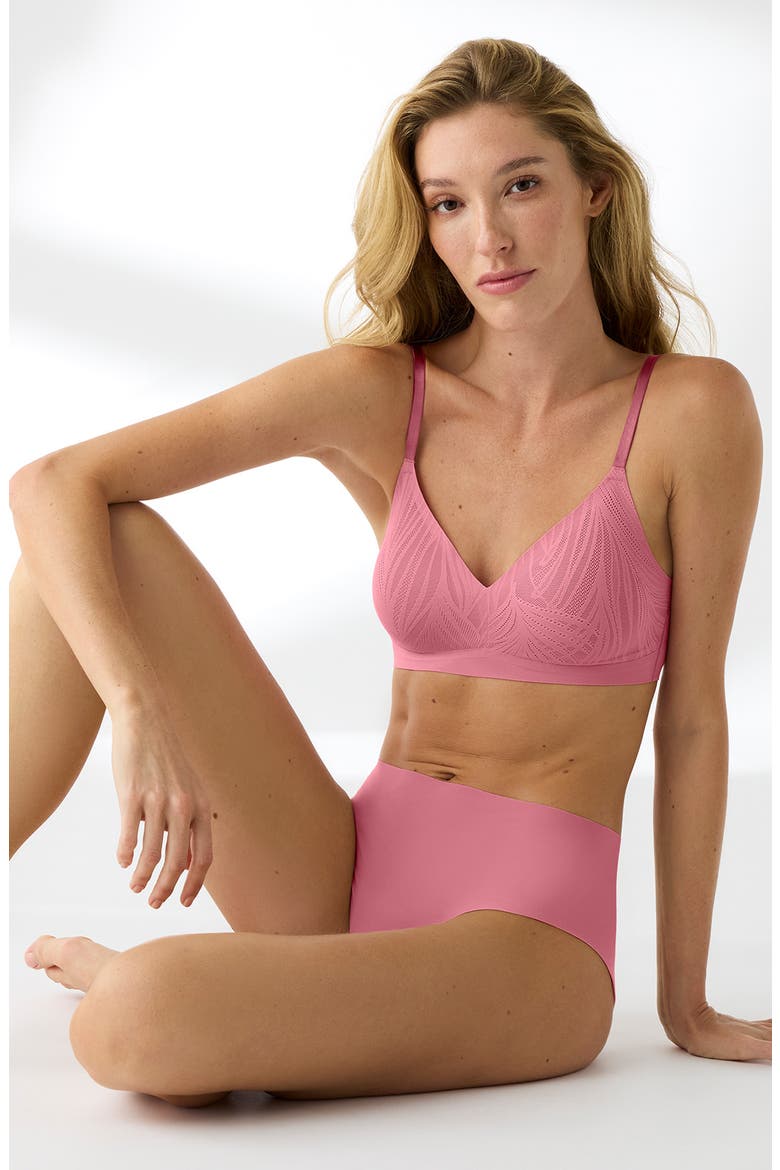 Lace Triangle Bralette, Alternate, color, WILD ROSE