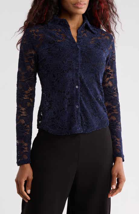 Lace Button-Up Shirt