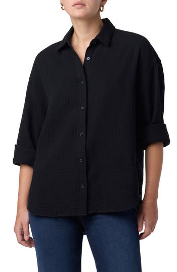 Joe's Gauze Boyfriend Button-up Shirt In Black