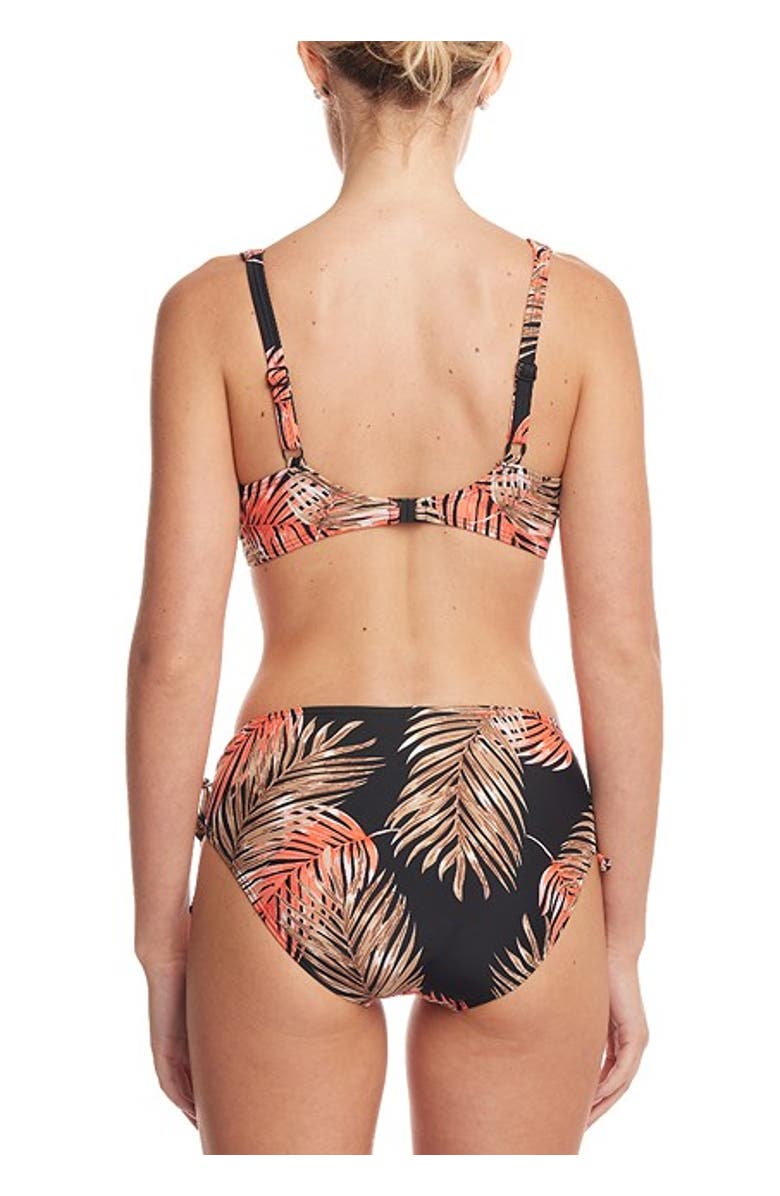 LASCANA Palm Print Mid Rise Bikini Bottom, Alternate, color, Black Printed
