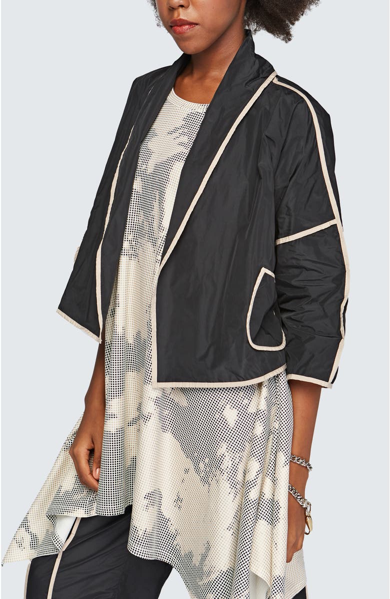 LUUKAA Astrid Short Memory Taffeta Jacket, Alternate, color, Black