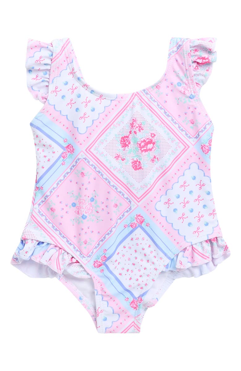 Nicole Miller Floral One-Piece Swimsuit, Main, color, Pink Multi