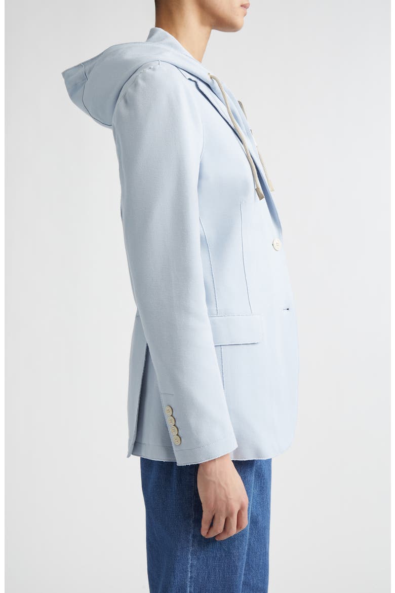 Laser Cut Cotton Blend Knit Jacket with Hooded Zip Inset, Alternate, color, 130 SKY BLUE
