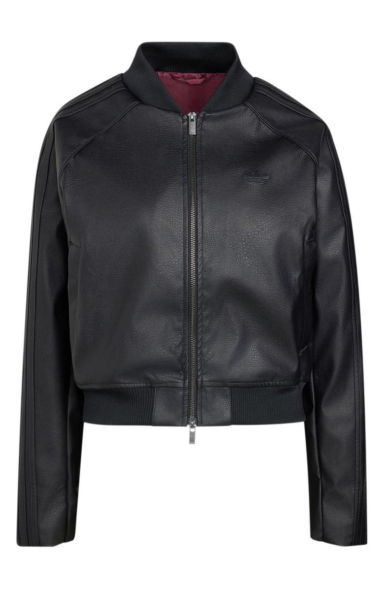 adidas Originals SST Faux Leather Track Jacket, Alternate, color, Black/ Maroon