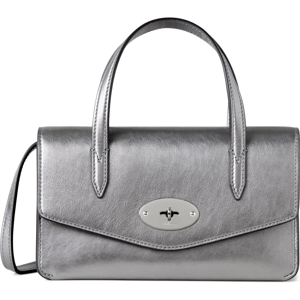 Mulberry Small Darley Leather Top Handle Bag in Pewter