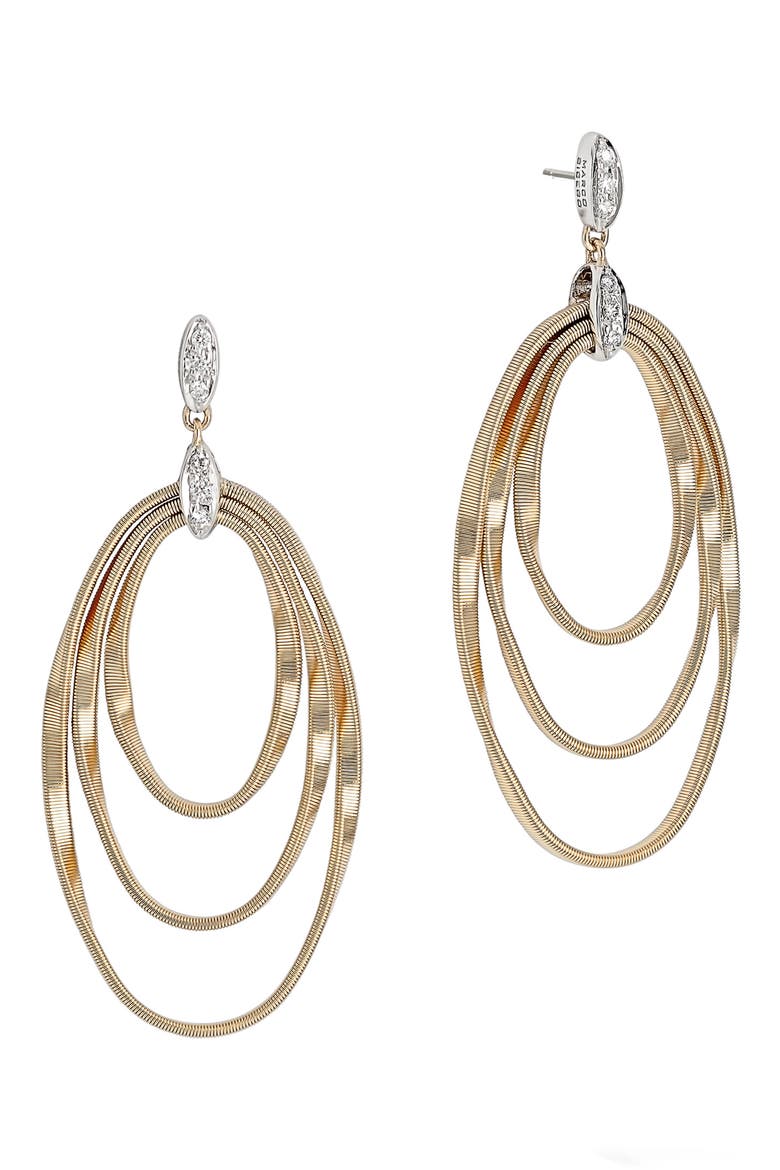 Marrakech Onde 18K Yellow Gold & Diamond Concentric Earrings, Main, color, WHITE GOLD/ YELLOW GOD
