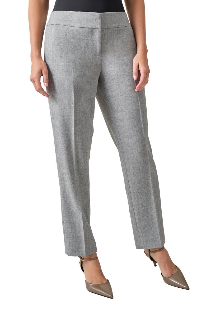 Flat Front Wide Waistband Slim Trouser Pants, Main, color, GREY/ BLACK