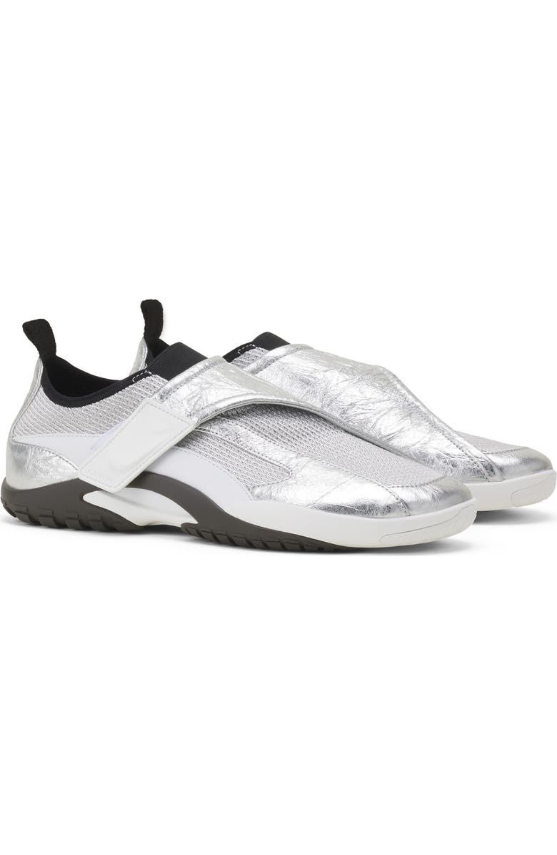 Lanvin Lnv1 Sneakers In Crinkled Metallic Leather, Alternate, color, Black/Silver