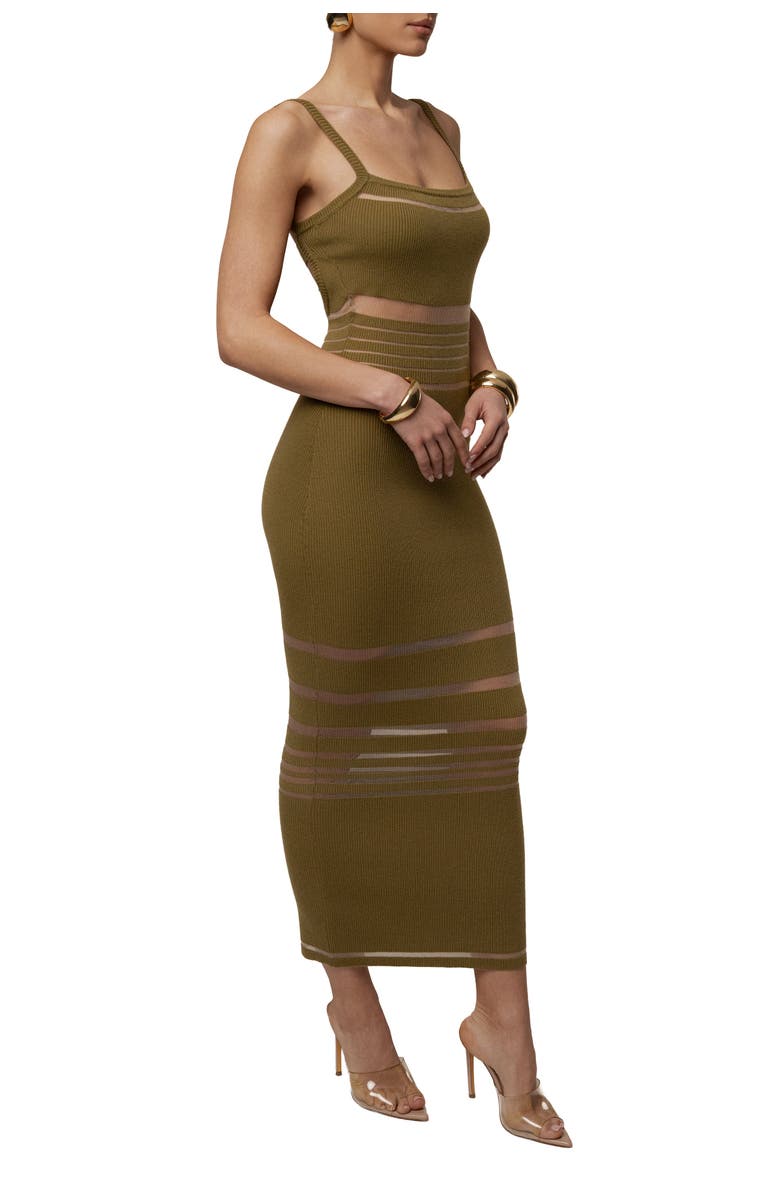 JLUXLABEL Striped Rib Knit Dress, Alternate, color, Moss