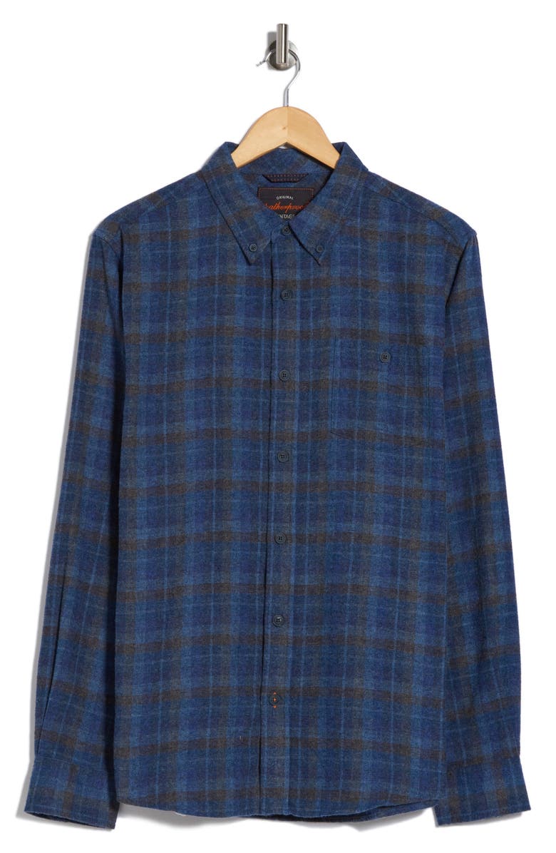 WEATHERPROOF VINTAGE Brushed Plaid Flannel Shirt, Alternate, color, Ink Blue