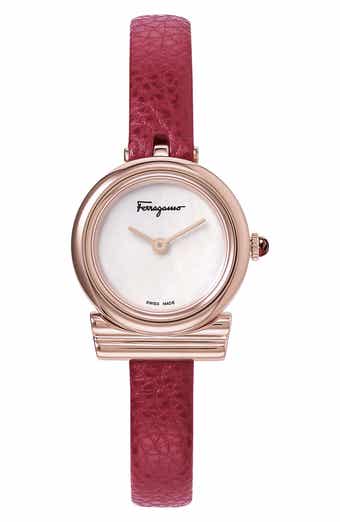 Gancini Slim Leather Strap Watch, 22mm