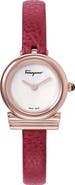 FERRAGAMO Gancini Slim Leather Strap Watch, 22mm
