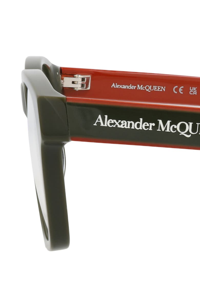 McQueen 53mm Square Optical Glasses, Alternate, color, Green Green Transparent