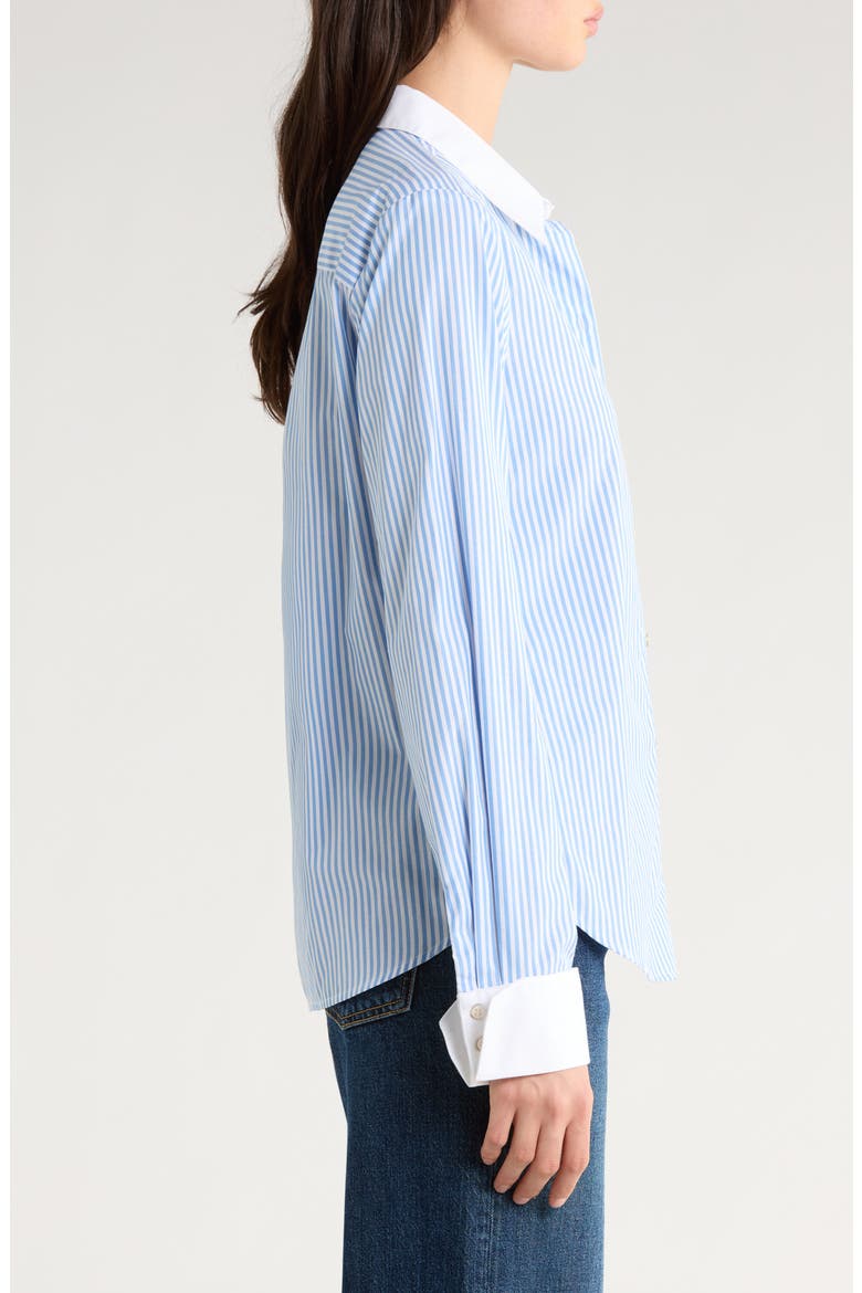 The Cuffed Statement Shirt, Alternate, color, BLUE/ WHITE STRIPE