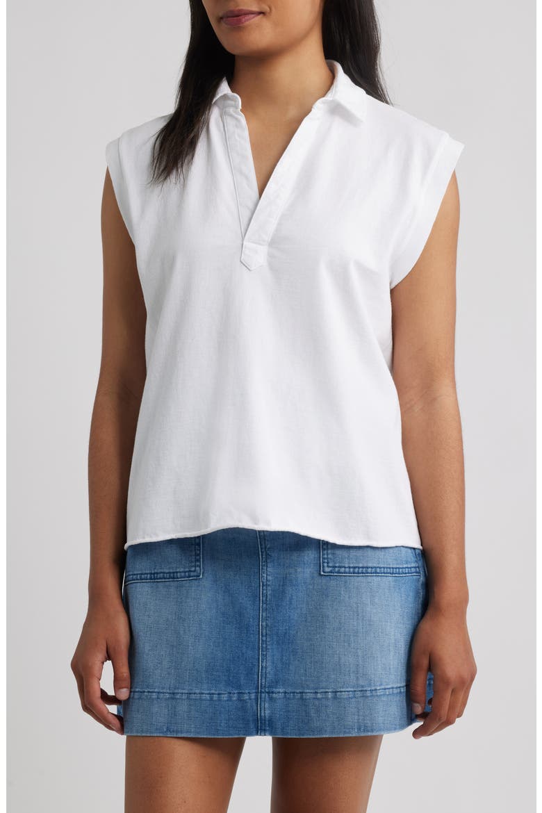 Sleeveless Collared Top, Main, color, WHITE