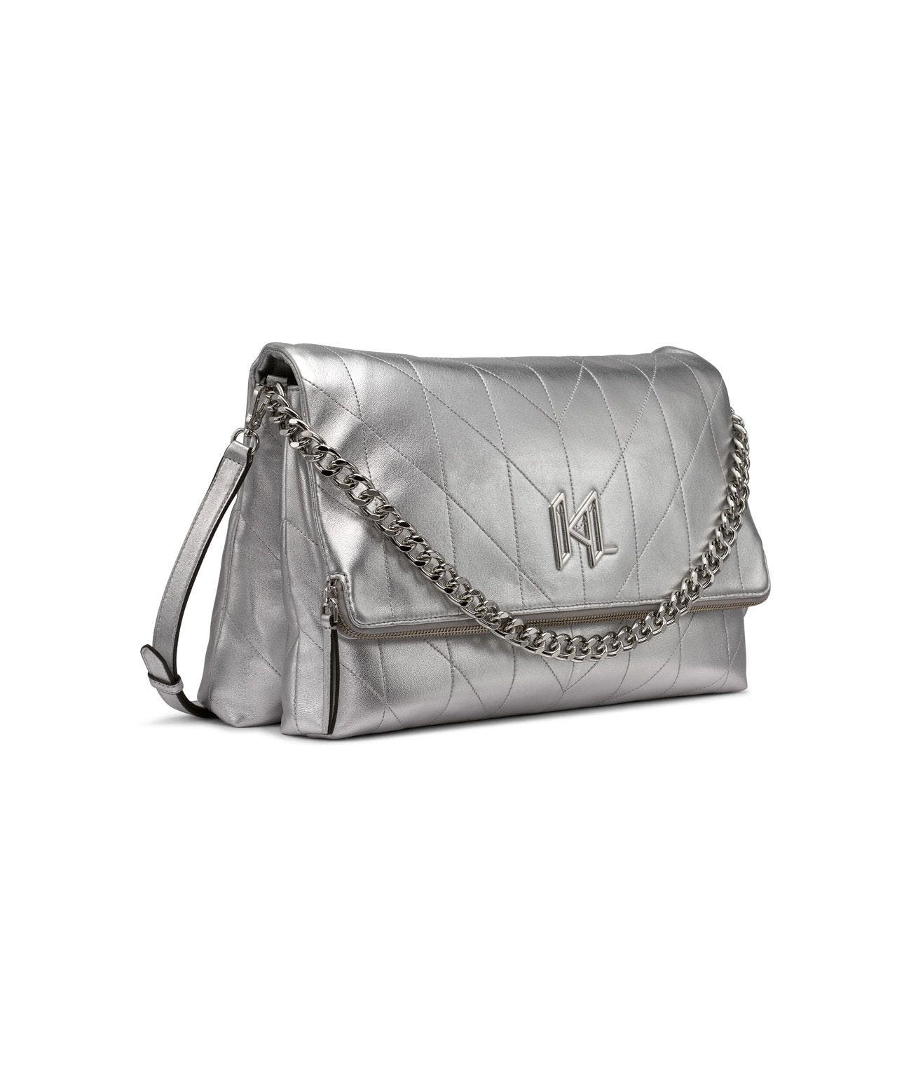 KARL LAGERFELD PARIS Lavande Large Crossbody, Alternate, color, Metallic Silver