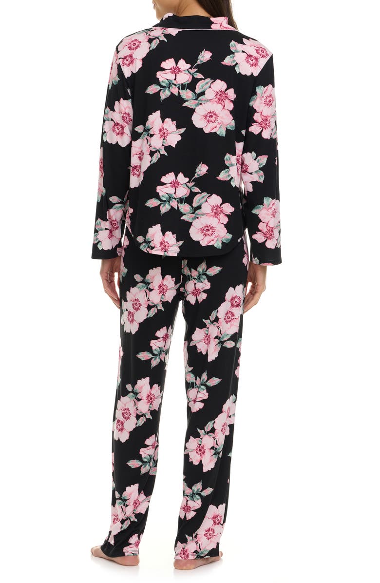 Flora By Flora Nikrooz Lindsey Collared Knit Pajamas, Alternate, color, Ebony