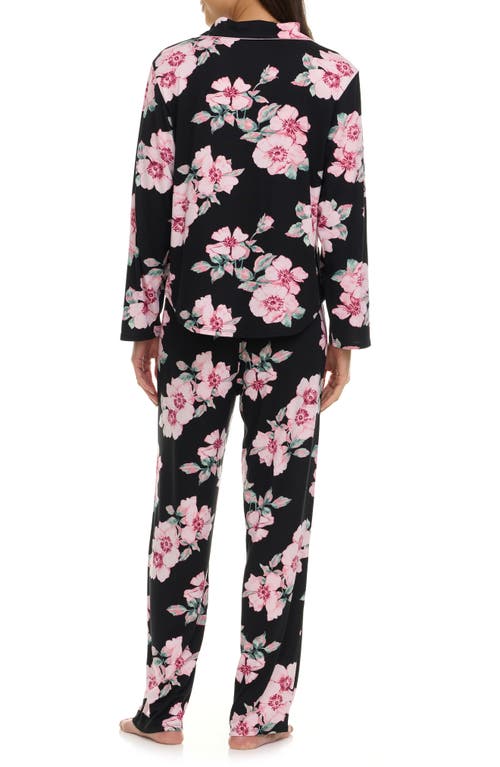 Flora By Flora Nikrooz Lindsey Collared Knit Pajamas In Black