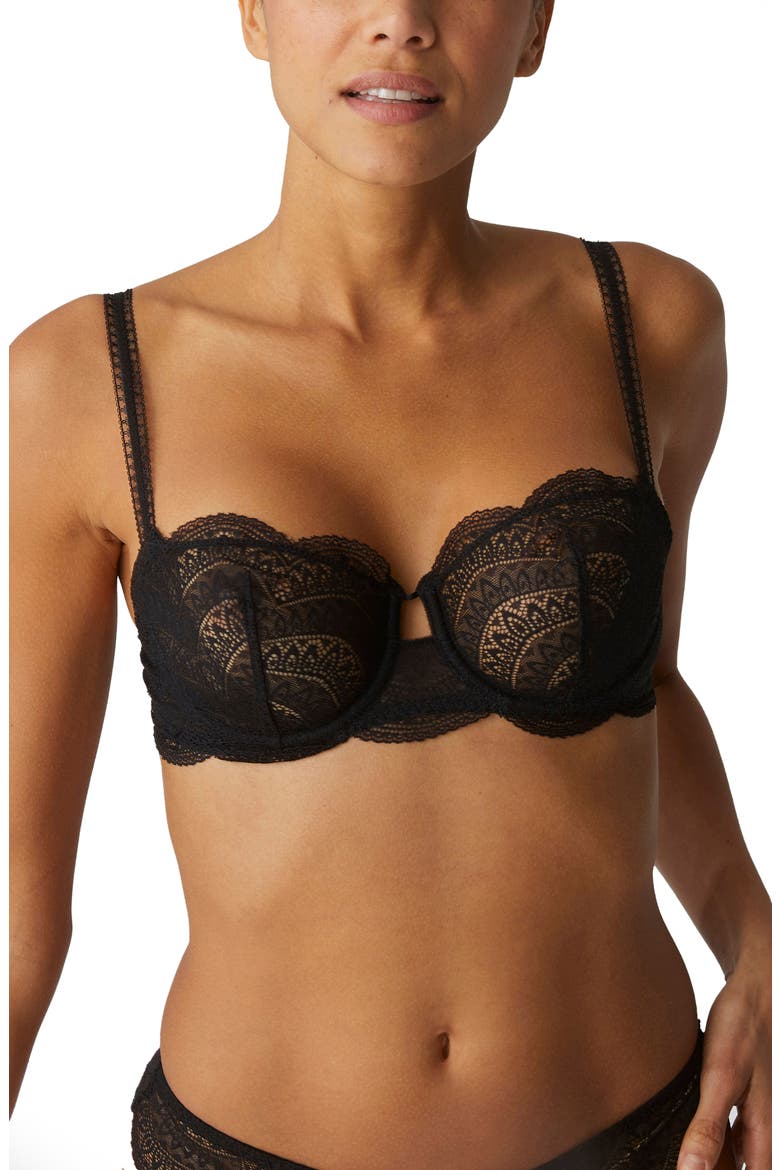 Karma Underwire Lace Demi Bra, Main, color, BLACK