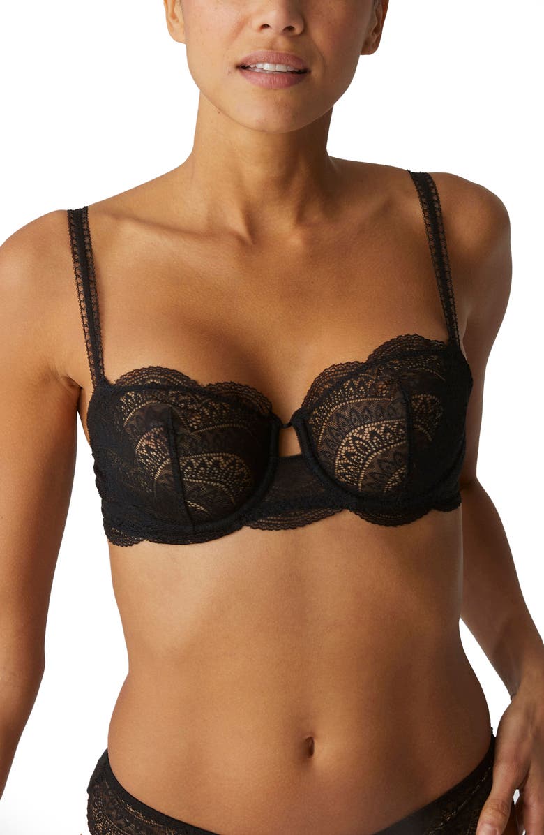 Simone Perele Karma Underwire Lace Demi Bra, Main, color, Black