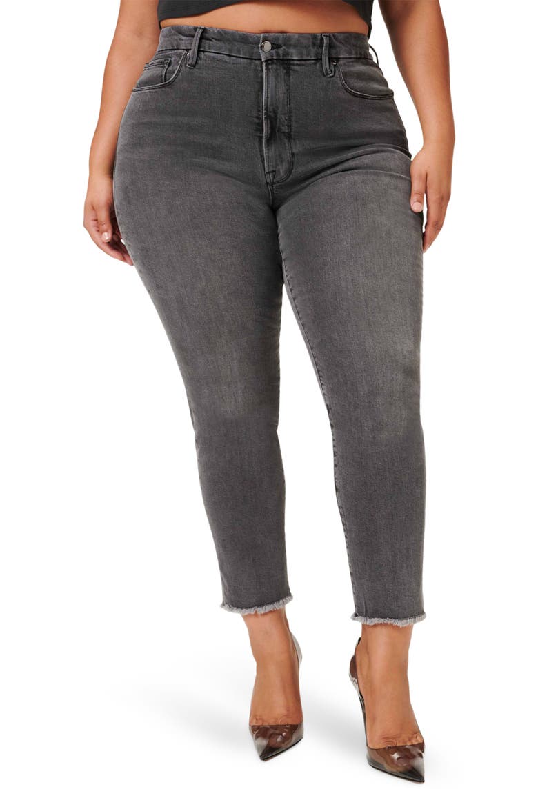 Good Classic Raw Hem Slim Jeans, Main, color, BLACK170