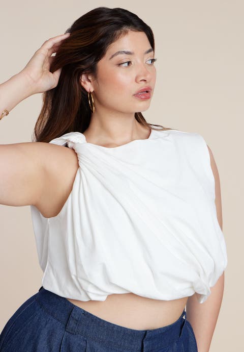 Twist Drape Bubble Tee (Plus)