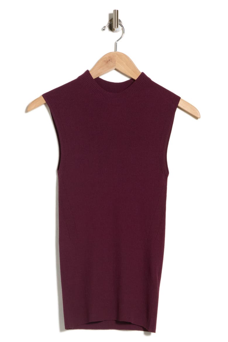 Feskies Rib Mock Neck Sleeveless Top, Main, color, DARK PURPLE