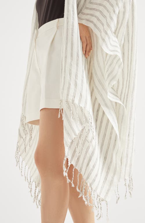 Brunello Cucinelli Poncho With Fringe In Panama
