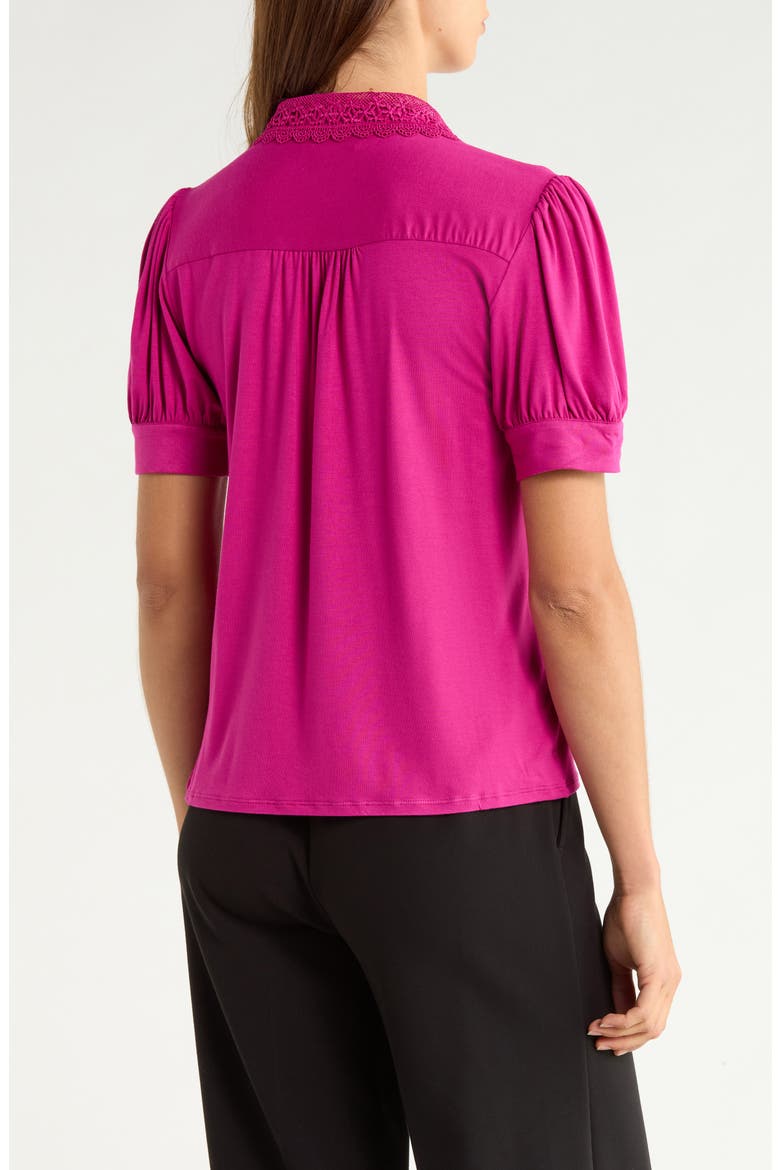 Scalloped Lace Collar Short Sleeve Shirt, Alternate, color, WILD PETUNIA