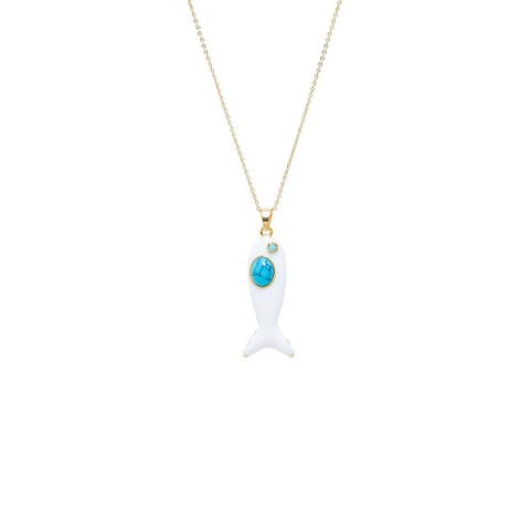 Enamel & Turquoise Fish Charm Necklace
