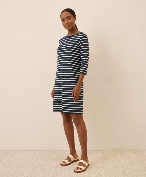 Pact Organic Cotton Softspun Boat Neck Dress In Blue