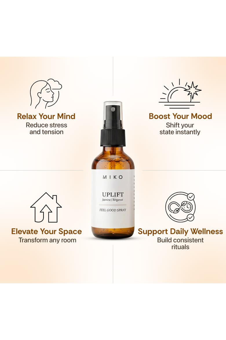 Uplift Room + Linen Mist with Jasmine & Bergamot 100% Organic 2 fl oz, Alternate, color, Clear
