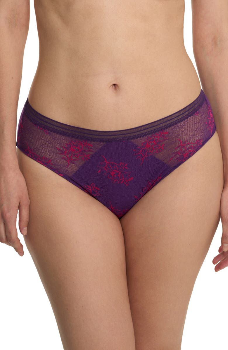 Natori Love Lace Hipster Panties, Main, color, Vivid Grape/ Sakura