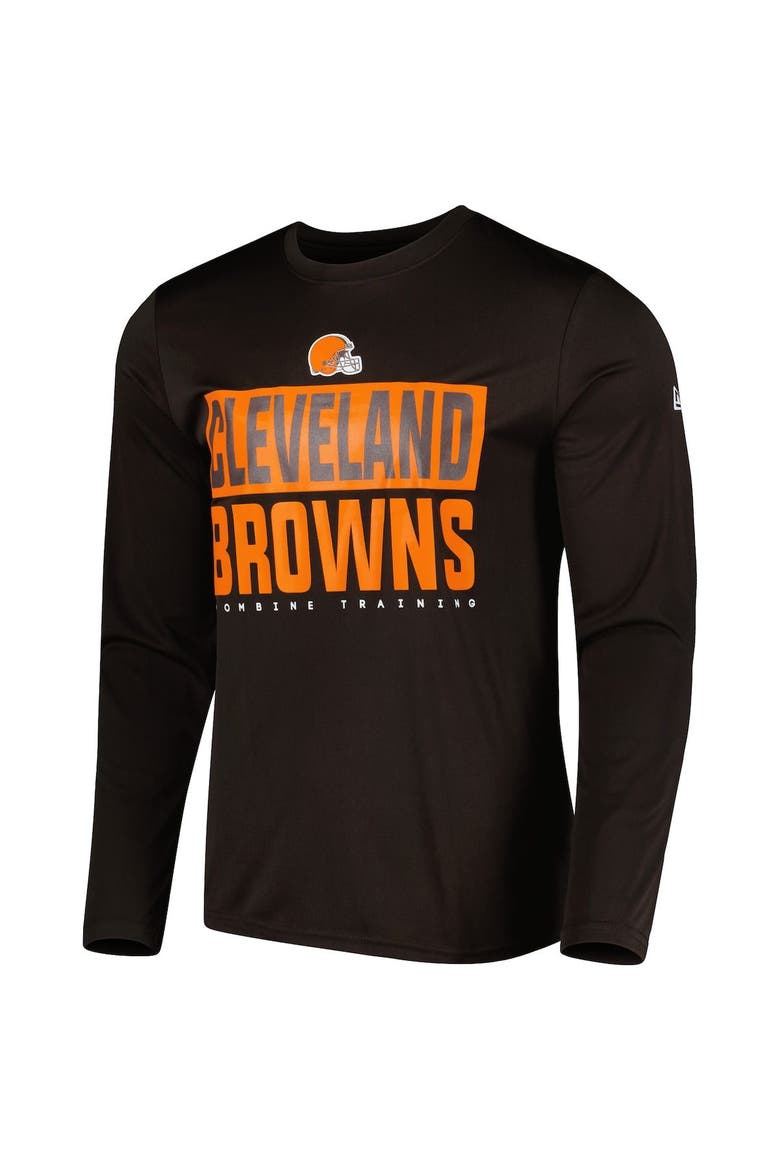 Men's New Era Brown Cleveland Browns Combine Authentic Offsides Long Sleeve T-Shirt, Alternate, color, Brown