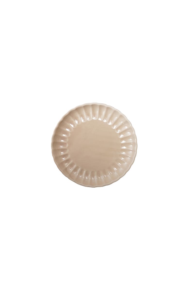 Storied Home Fluted Plate with Reactive Glaze, Main, color, Cream