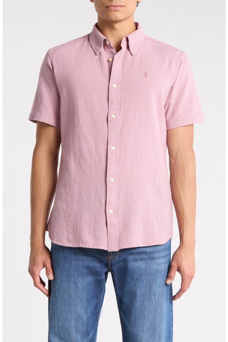 Barre Short Sleeve Shirt, Main, color, ASHED PURPLE