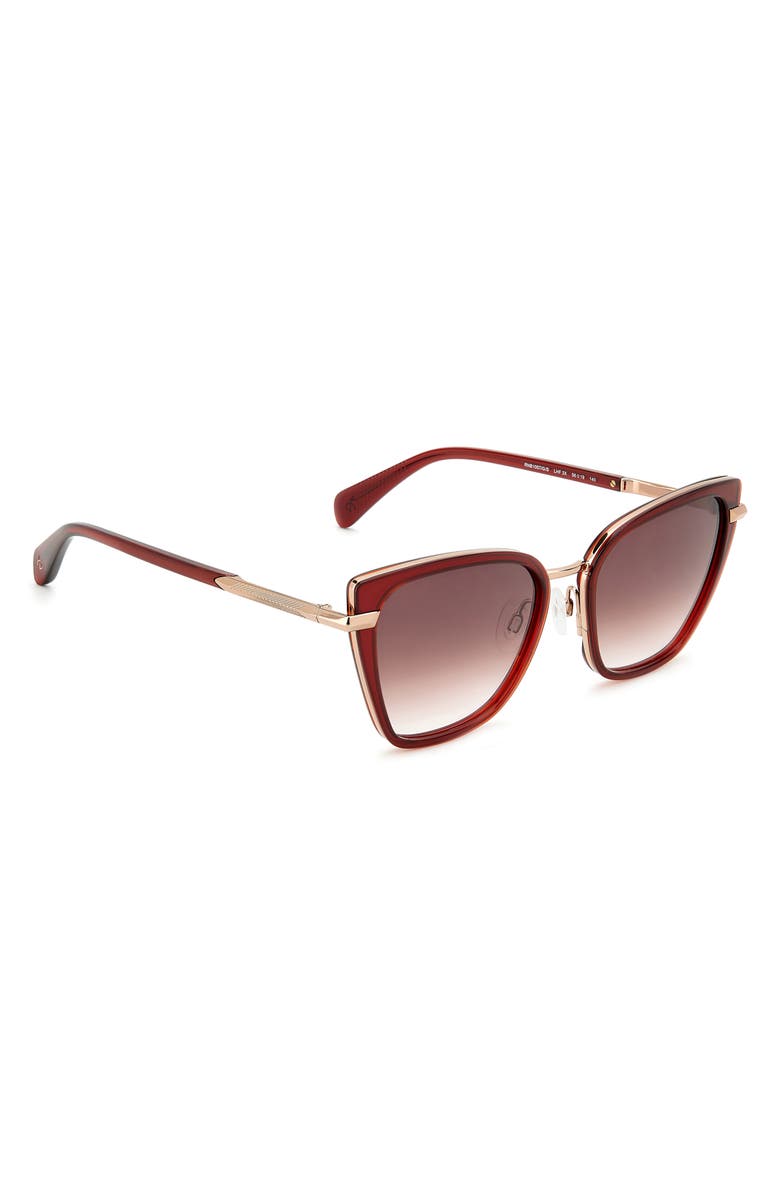 rag & bone 56mm Gradient Cat Eye Sunglasses, Alternate, color, Burgundy/ Burgundy Shaded