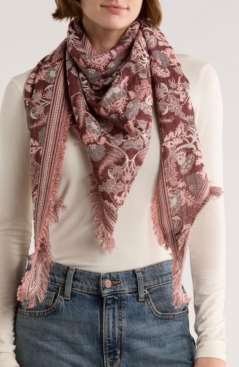 Floral Jacquard Triangle Scarf