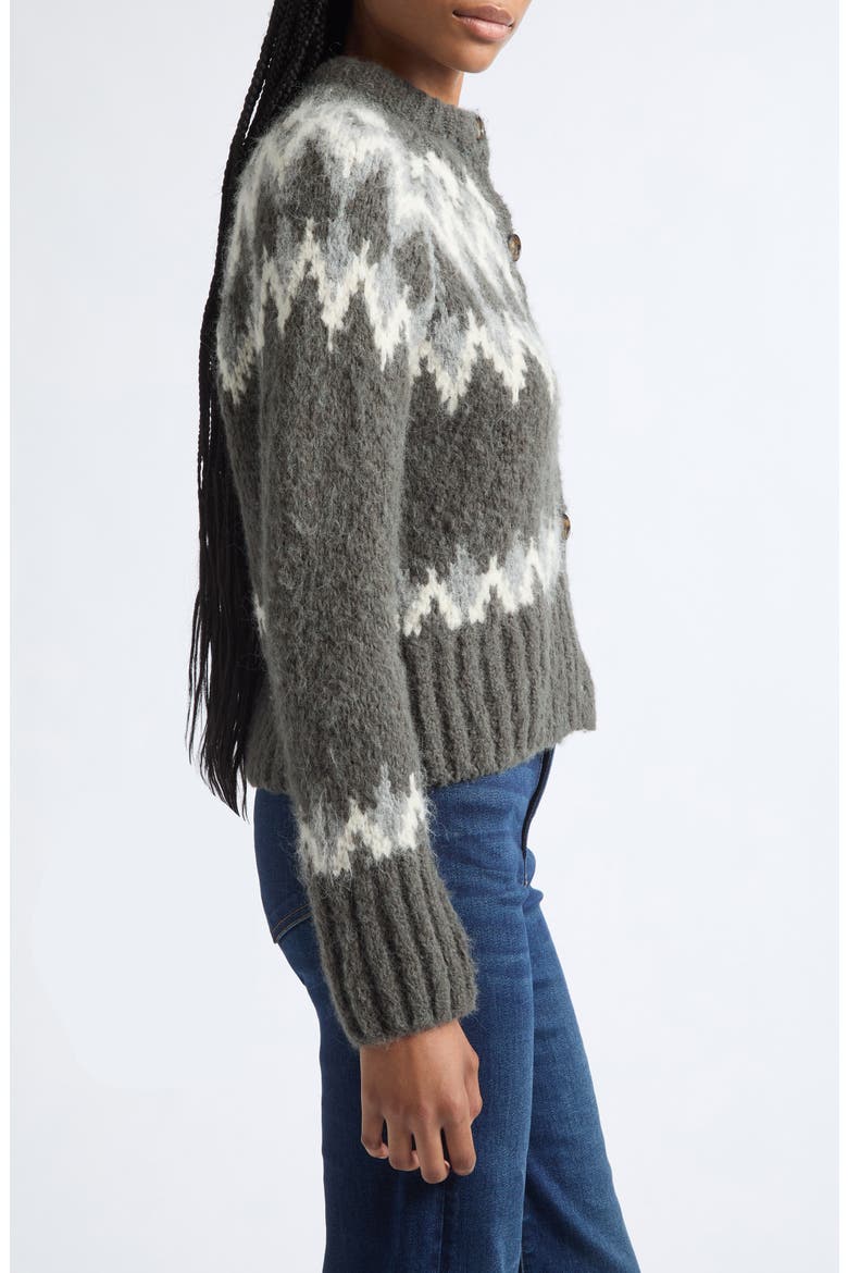 Christina Fair Isle Cardigan, Alternate, color, GREEN SHADOW MULTI