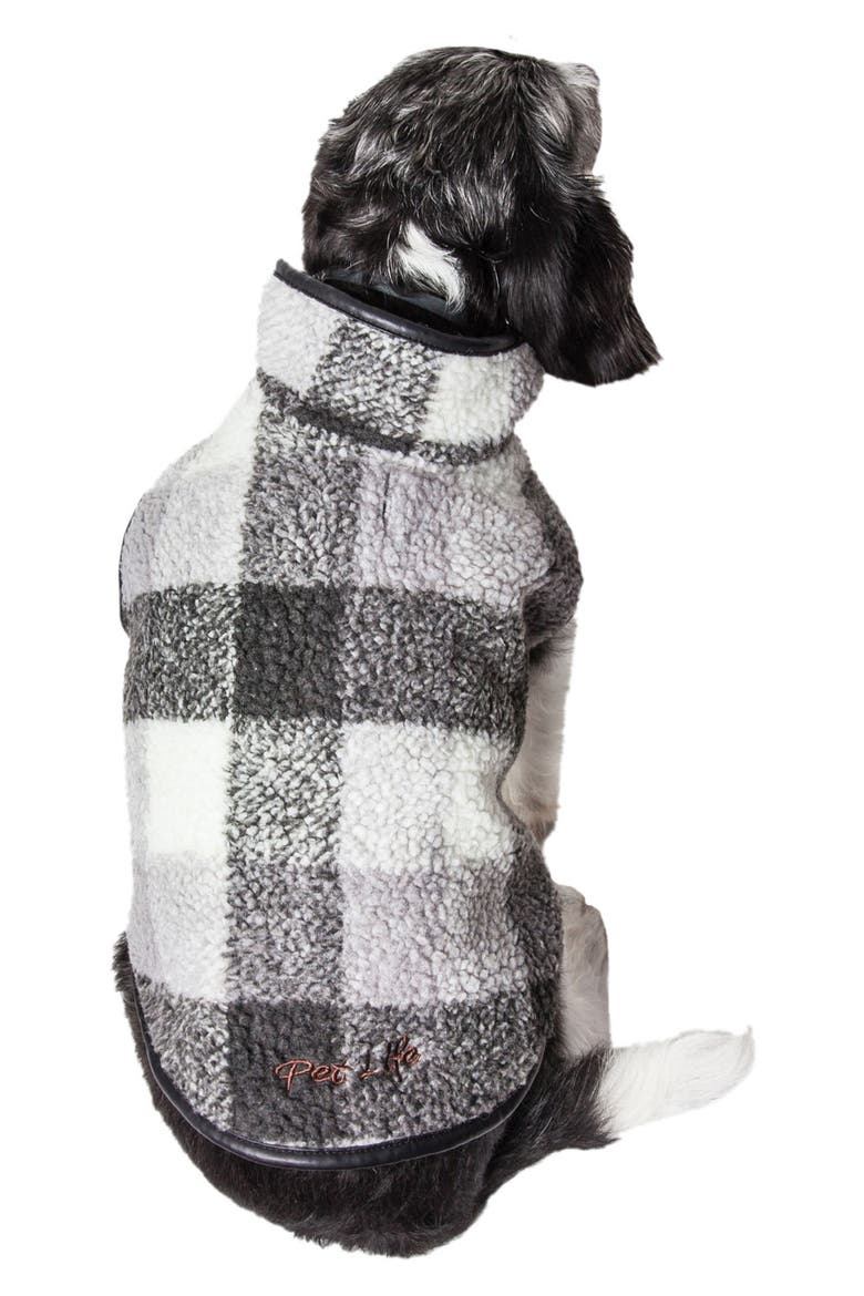 Black Boxer Classical Plaid Insulated Dog Coat, Alternate, color, BLACK GREY AND WHITE PLAID