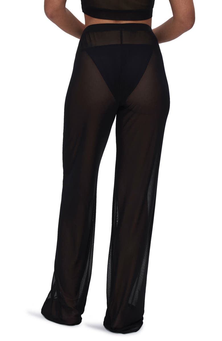 Good American Mesh Wide Leg Pant, Alternate, color, Black001