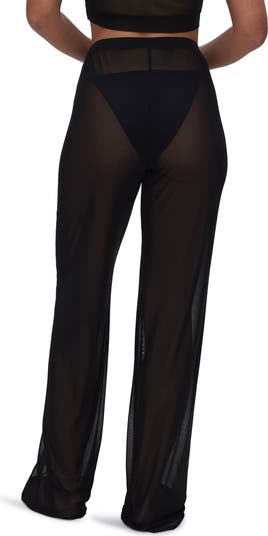 Animal Print Mesh Wide Leg Pant