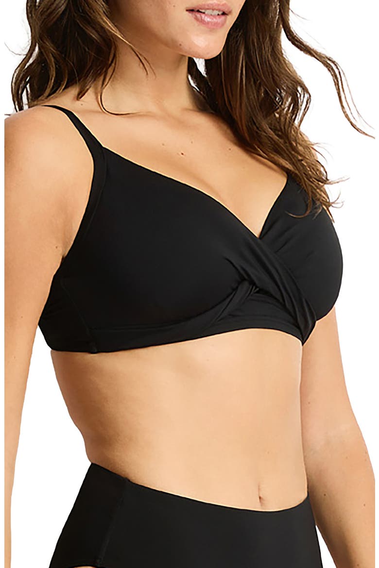 Twist Front DD- & E-Cup Underwire Bikini Top, Alternate, color, BLACK