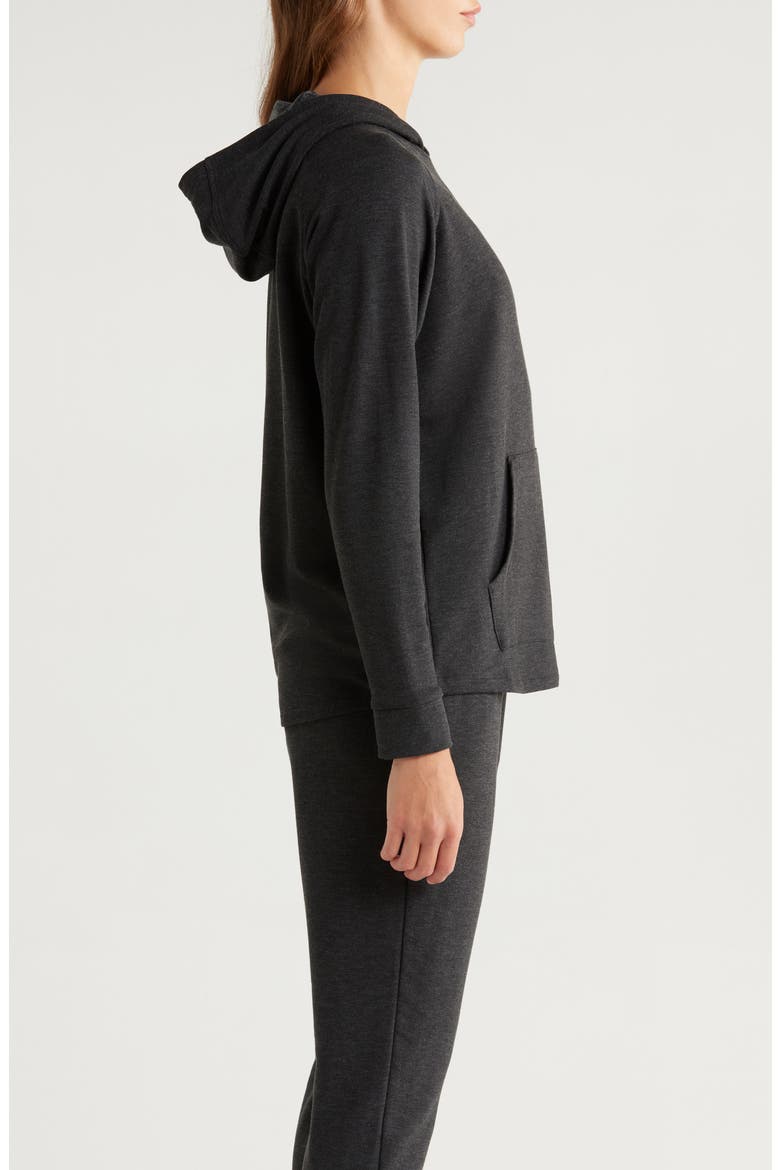 Lightweight Fleece Hoodie, Alternate, color, HEATHER BLACK